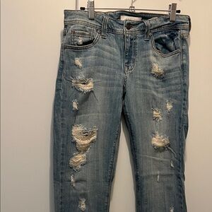 Eunina Distressed Straight Leg Jeans - Light Blue